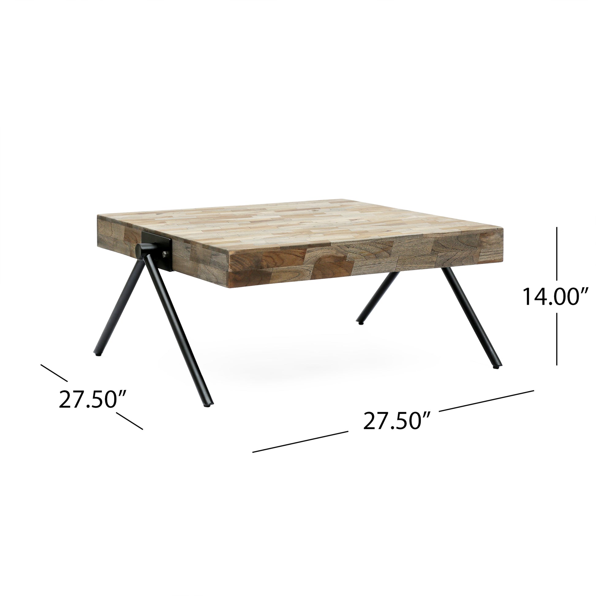 Mango Wood Coffee Table Grey Metal & Wood