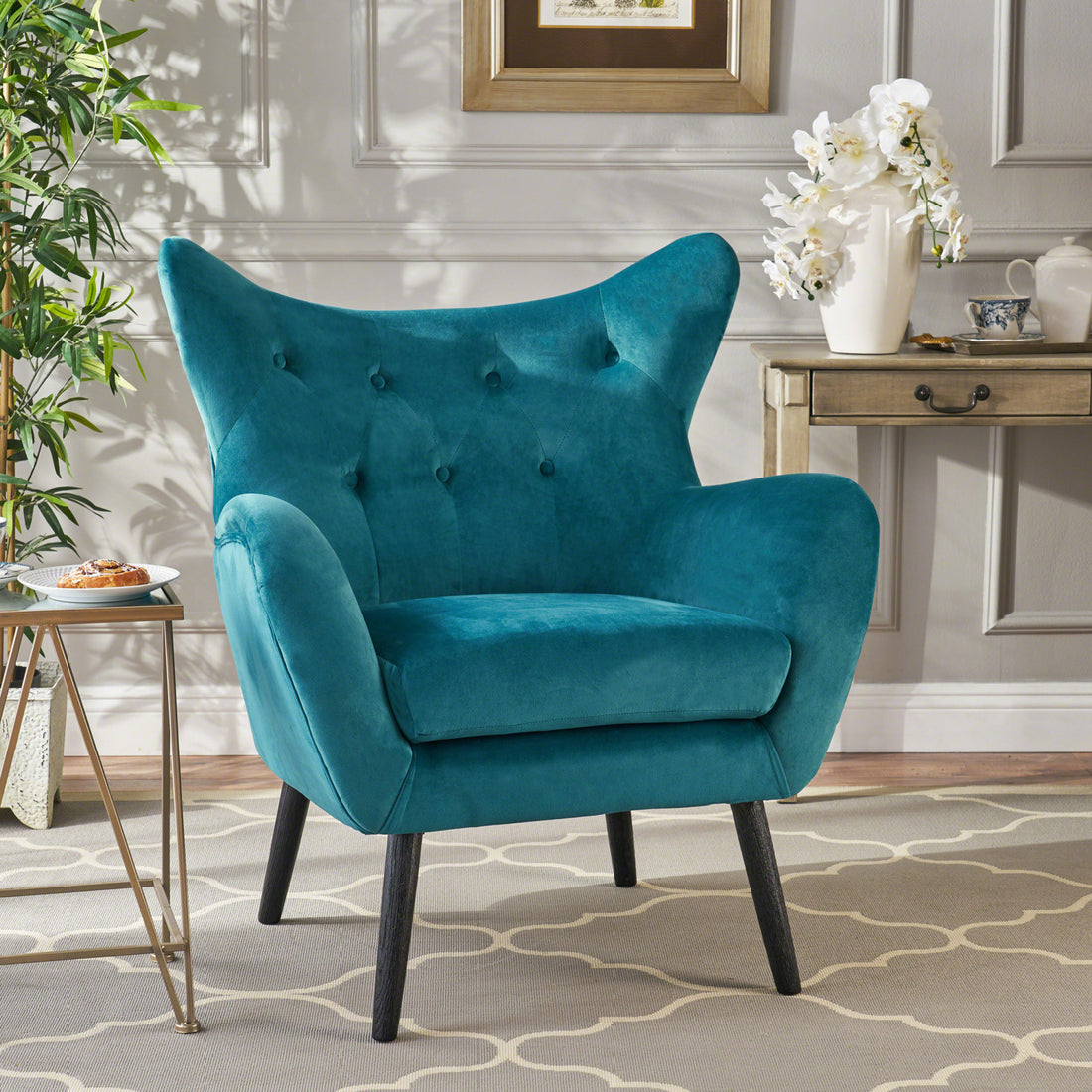 Arm Chair Teal Velvet