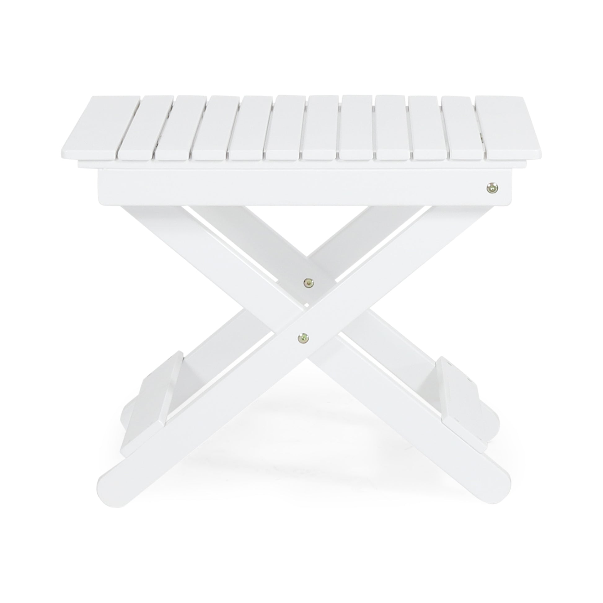 Outdoor Folding Wooden Side Table, White, 15"D X 22.75"W X 18.25"H White Acacia Wood