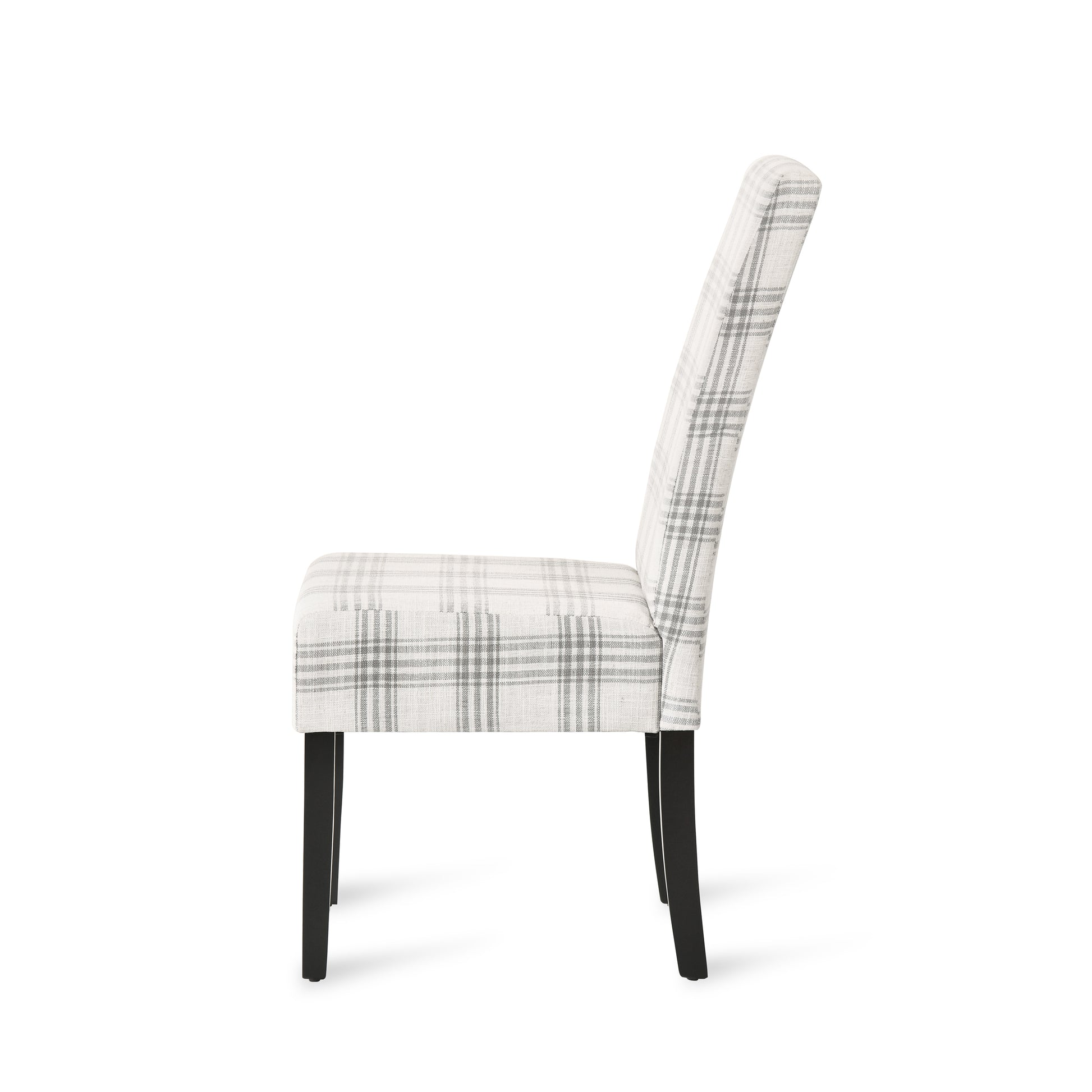 Dining Chair Grey Plaid Fabric