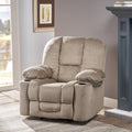 Luxurious Manual Recliner Chair In Coffee, Skin Friendly Fabric, Dual Cup Holders Coffee Fabric