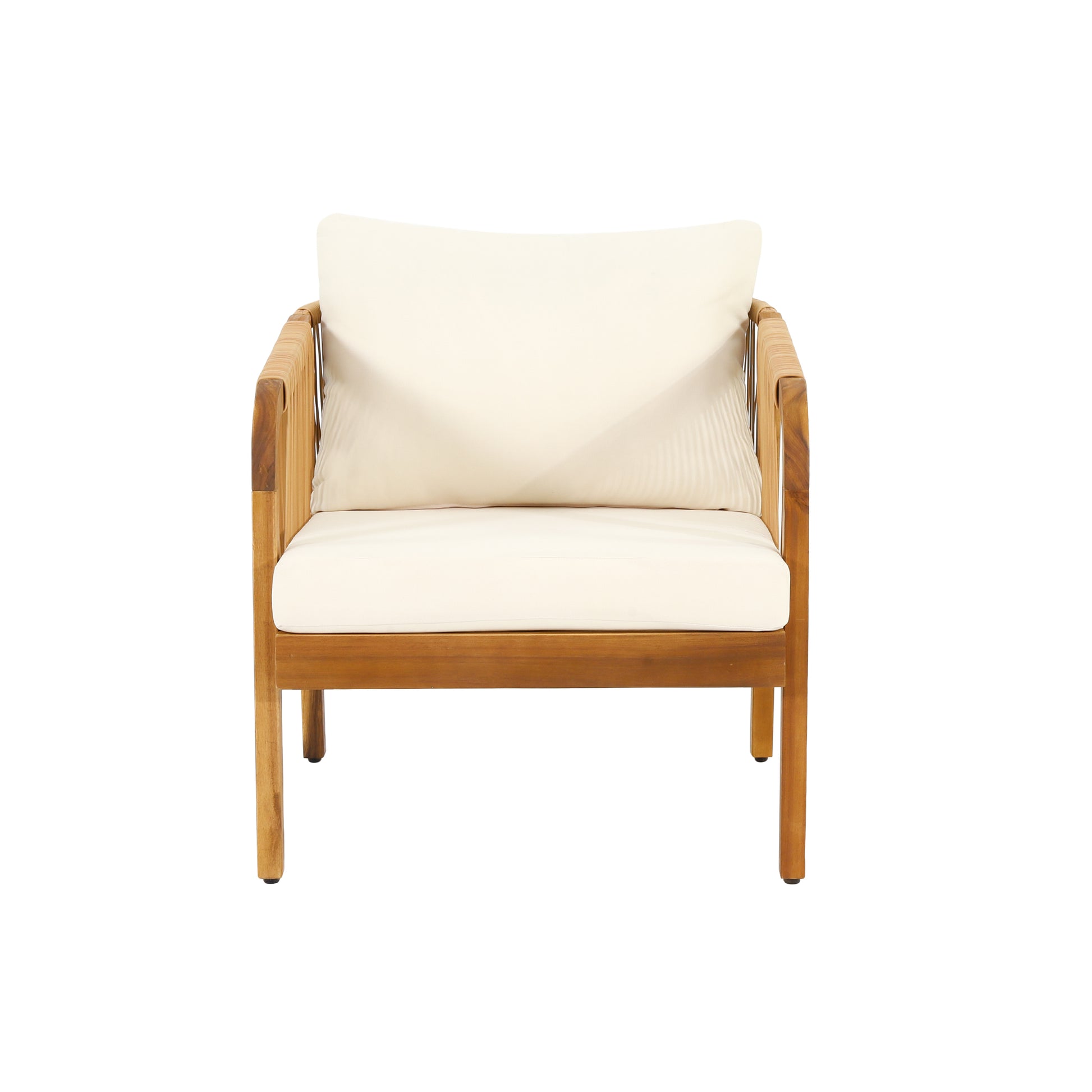 Evelyn Club Chair Brown Beige Acacia Wood