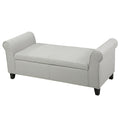 Hayes Armed Storage Bench Light Grey Fabric