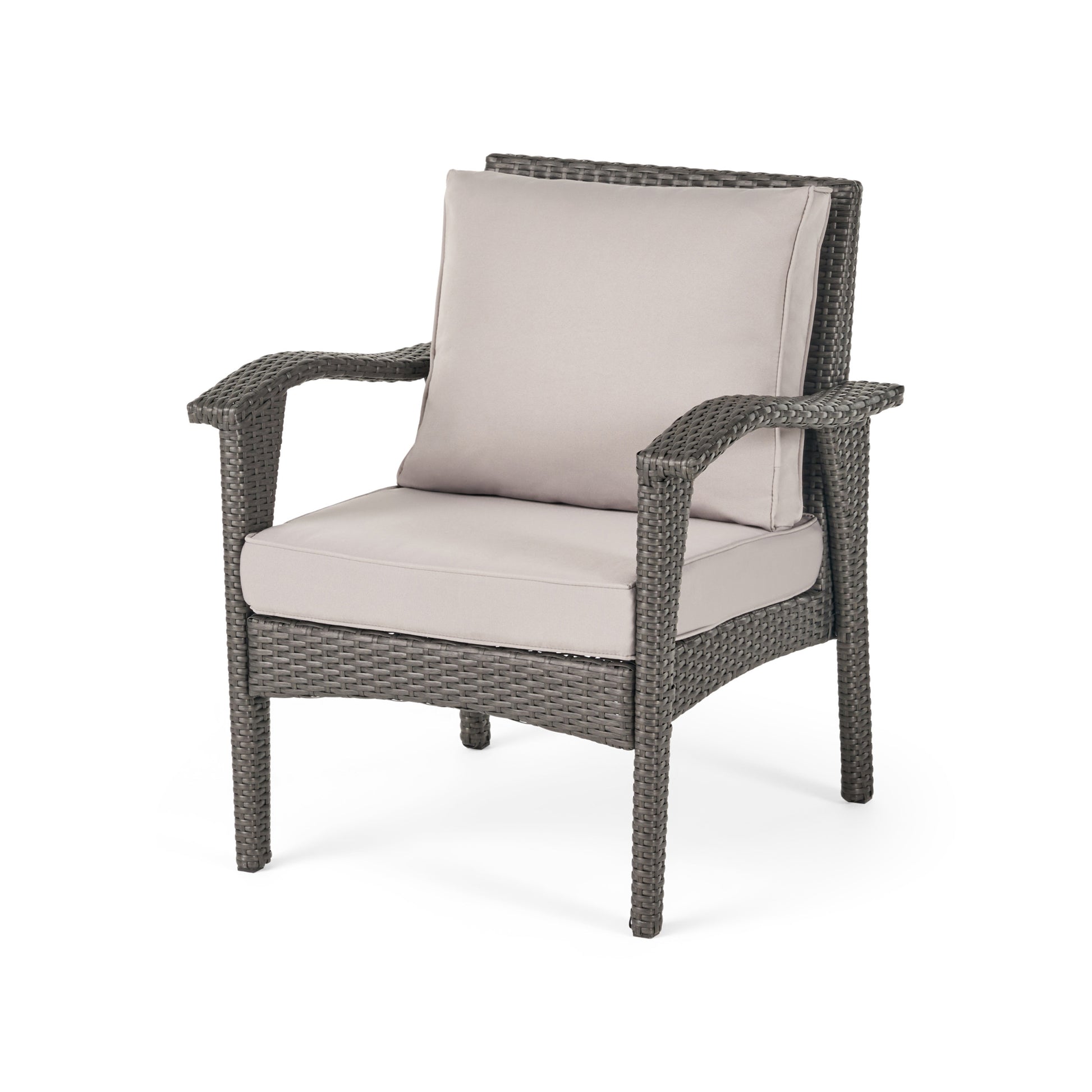 Honolulu Grey Club Chair 2 Grey Silver Pe Rattan Iron Waterproof Fabric