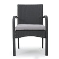 Cordoba Kd Pe Wicker Dining Chair Set Of 2 Pcs Grey Pe Rattan Iron Waterproof Fabric