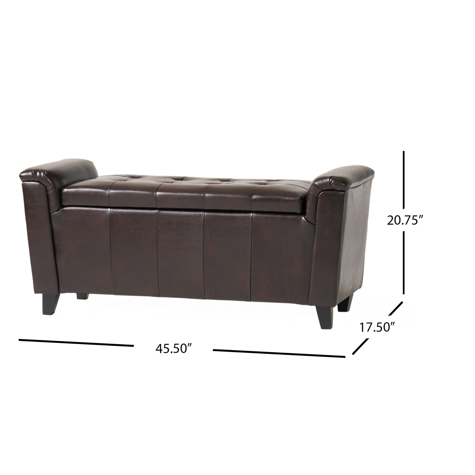 Alden Armed Storage Bench Brown Pu Leather