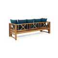 Long Beach Sofa Daybed Teak Pe Rattan Iron Waterproof Fabric