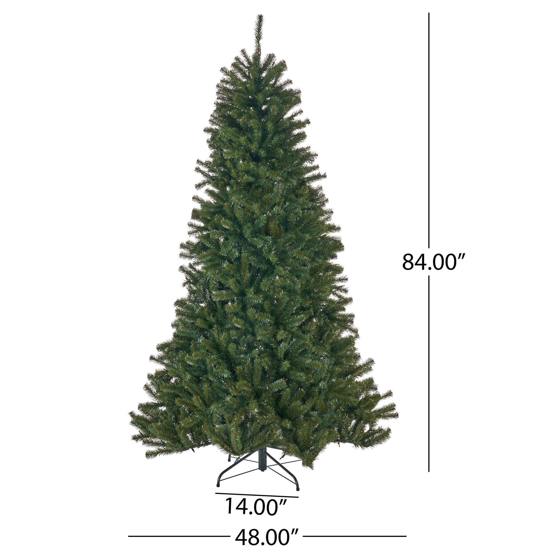 7' Noble Hinged Tree With 500 Multilights Ul,Dia:48 Green Pvc