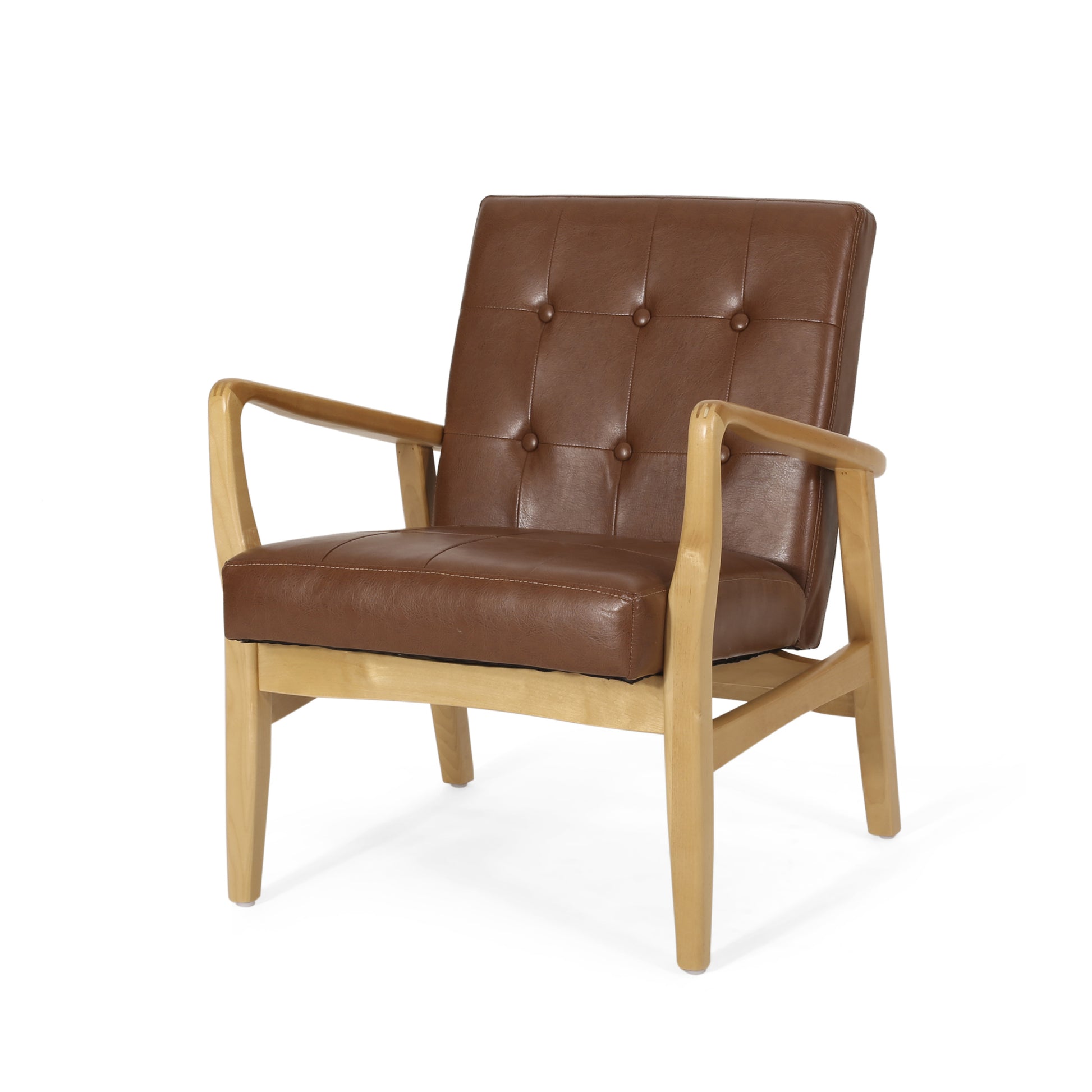 Club Chair Light Brown Pu