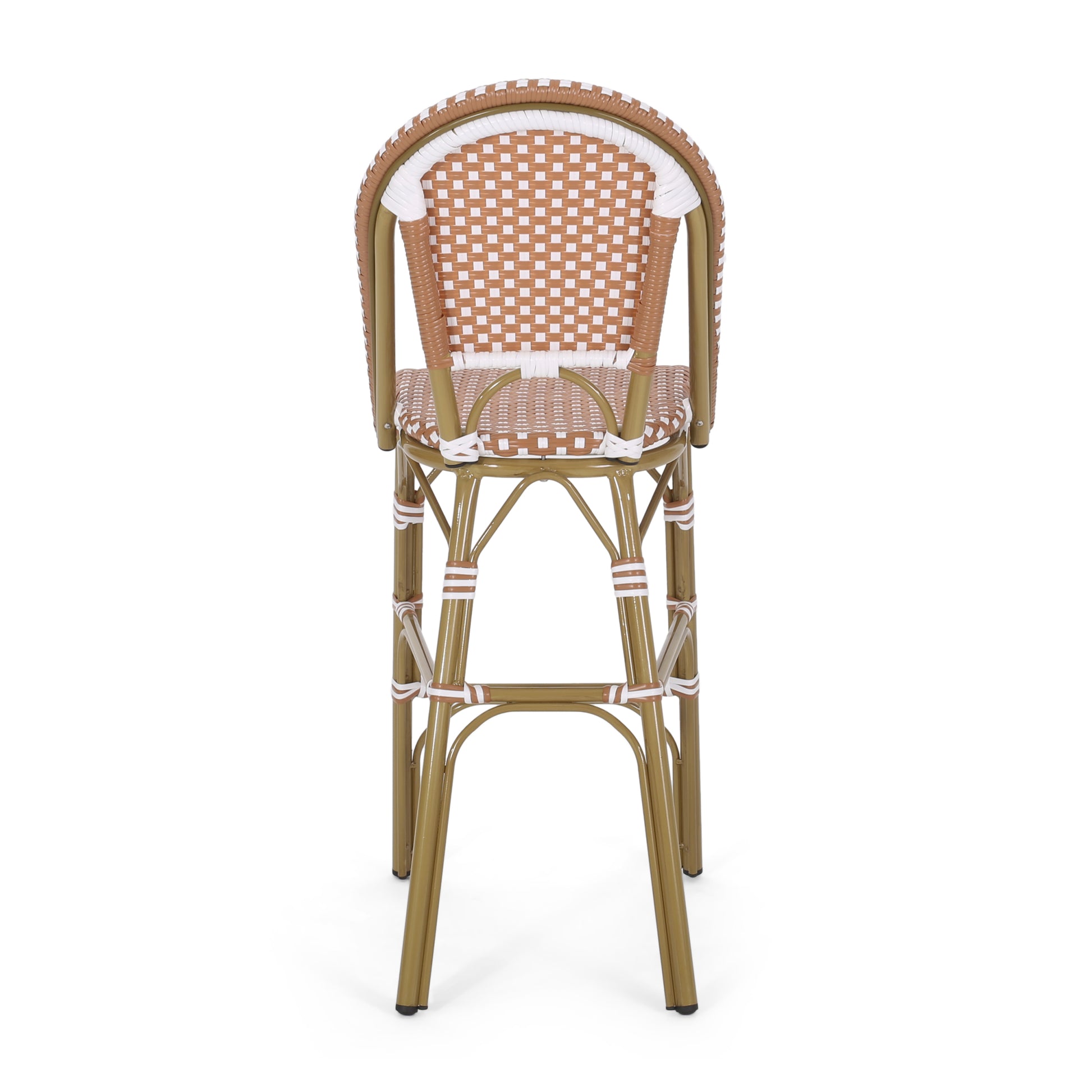 Wicker Bar Stool With Aluminum Frame Set Of 2 Rust Aluminium