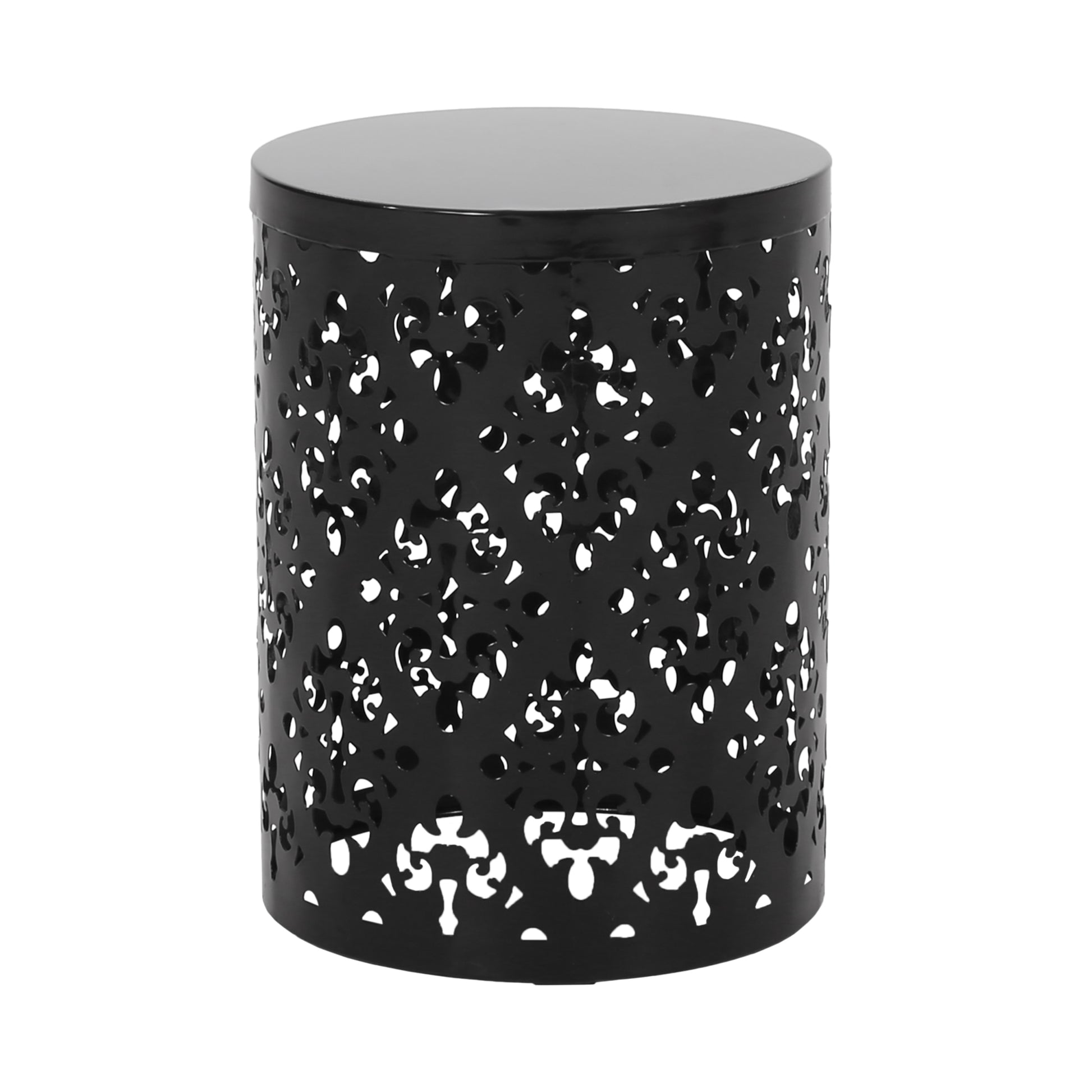 Metal End Table Large Black Iron