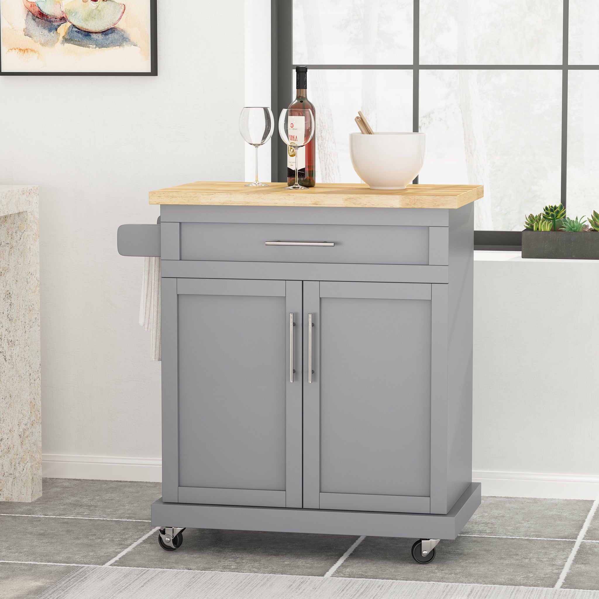 Kitchen Cart Grey Wood