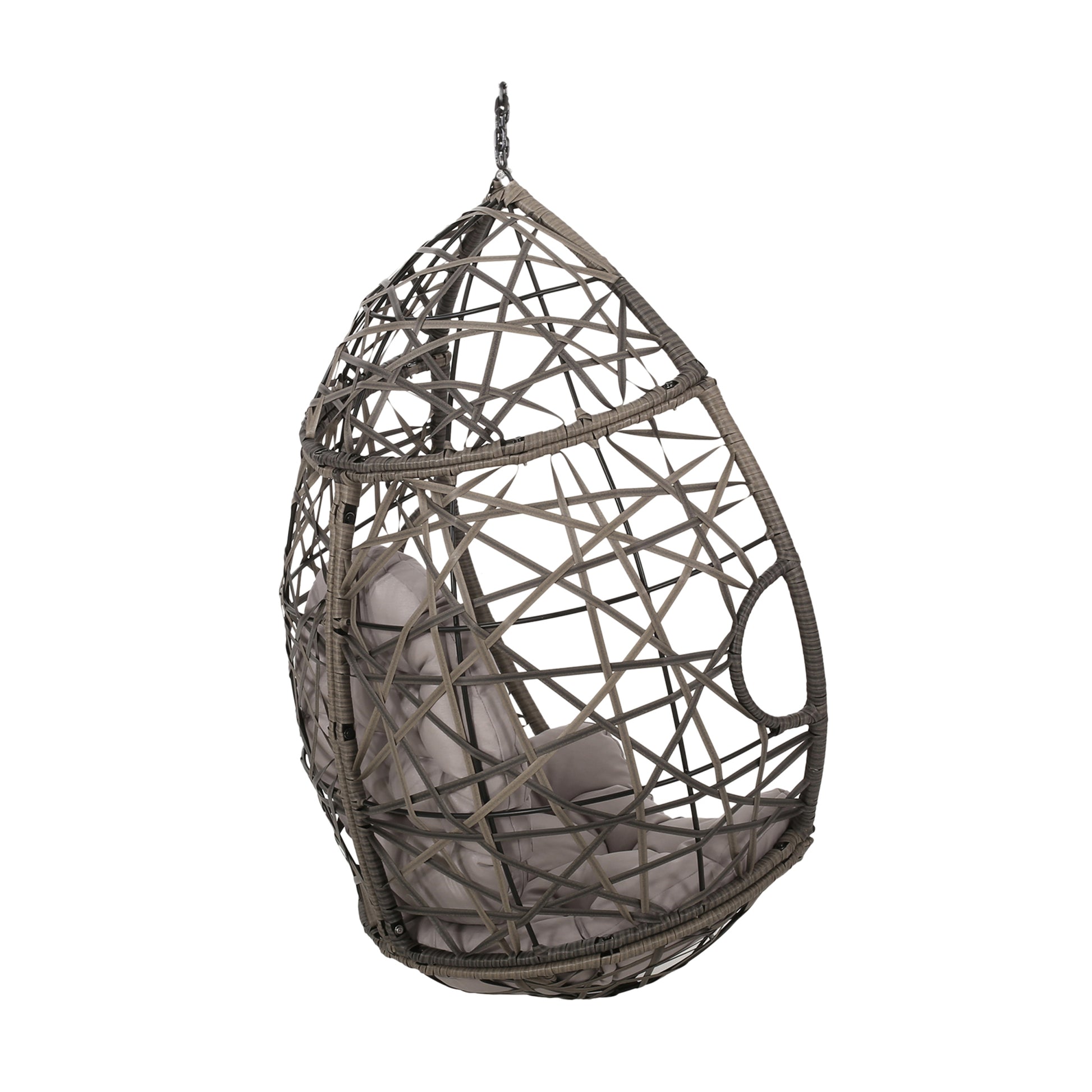 Marlin Hanging Egg Chair Basket Grey Pe Rattan Iron Waterproof Fabric