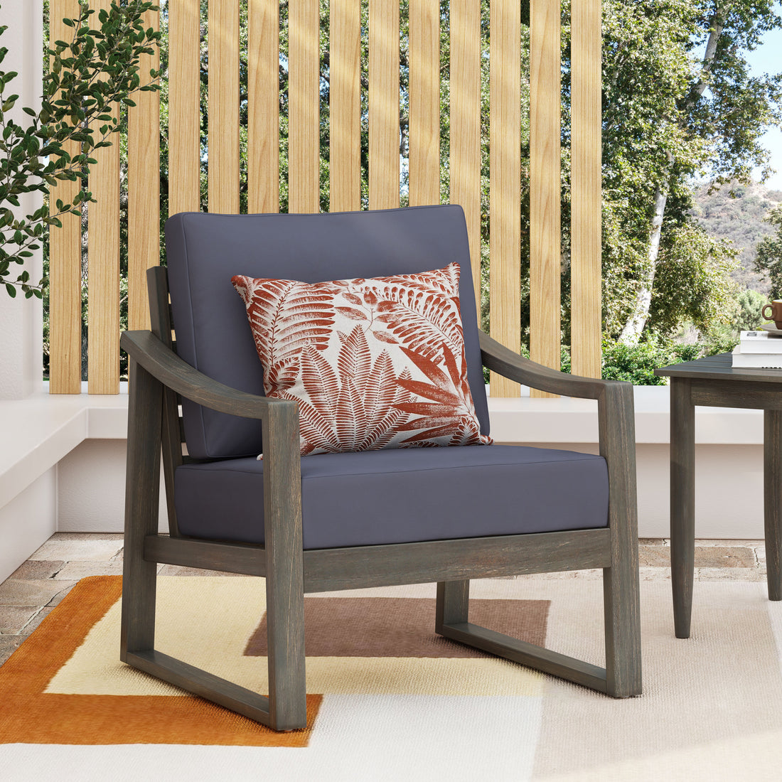 Samwell Club Chair Dark Grey Acacia Wood