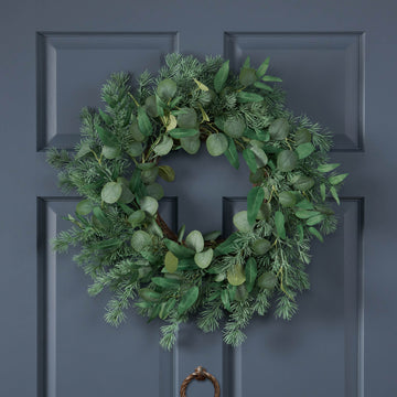 24.5" Leaves Wreath Green Polyester