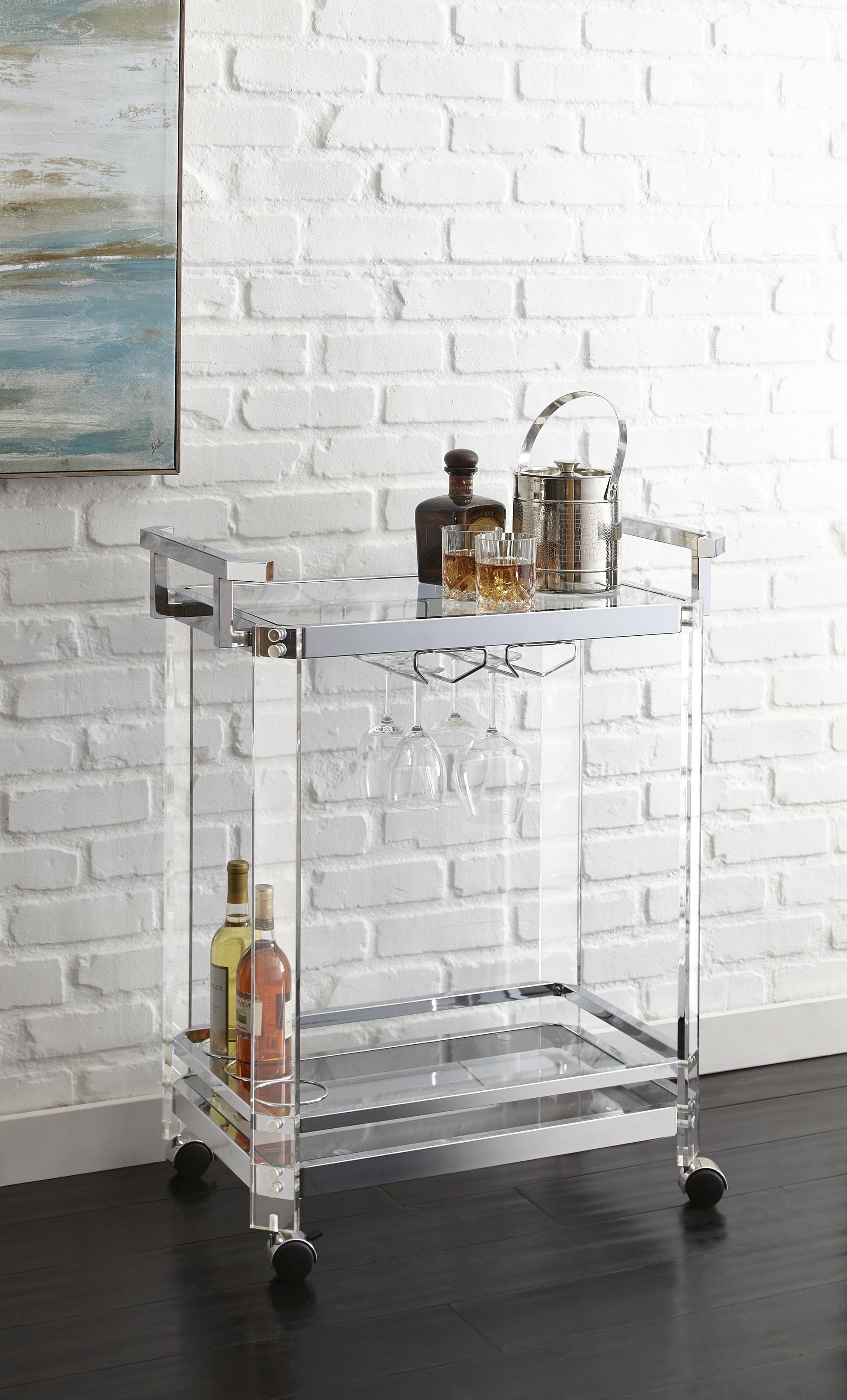 Aerin Server Cart Silver Silver Iron