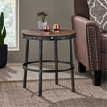 Rivet Side Table Brown Antique Bronze Metal & Wood