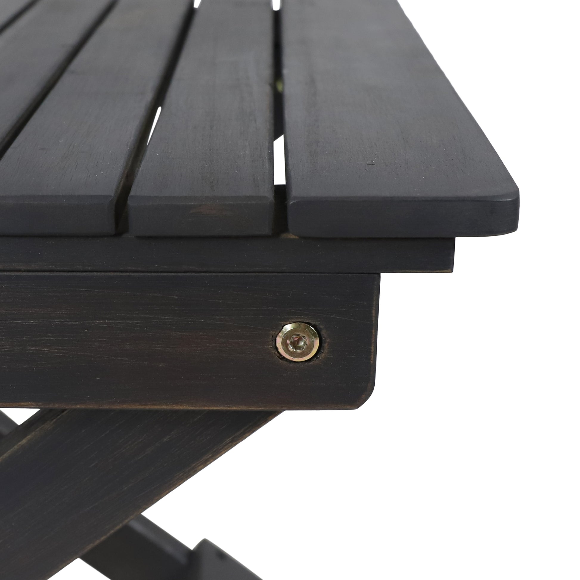 Outdoor Folding Wooden Side Table, Dark Gray, 15"D X 22.75"W X 18.25"H Dark Gray Acacia Wood