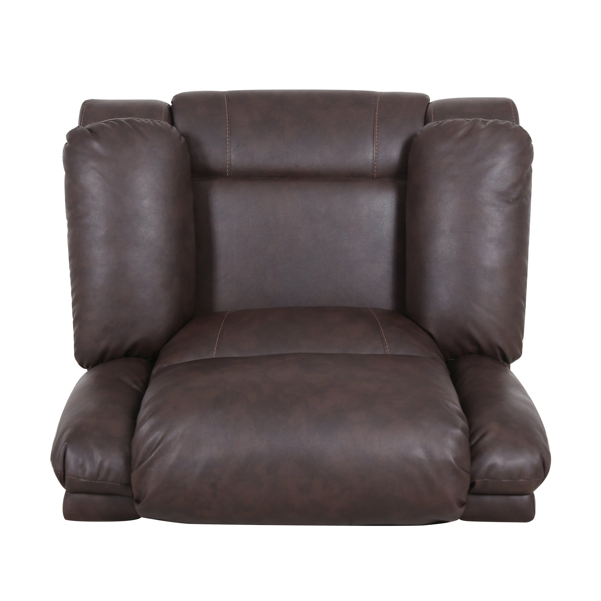 39" Wide Faux Leather Manual Swivel Standard Recliner Dark Brown Pu