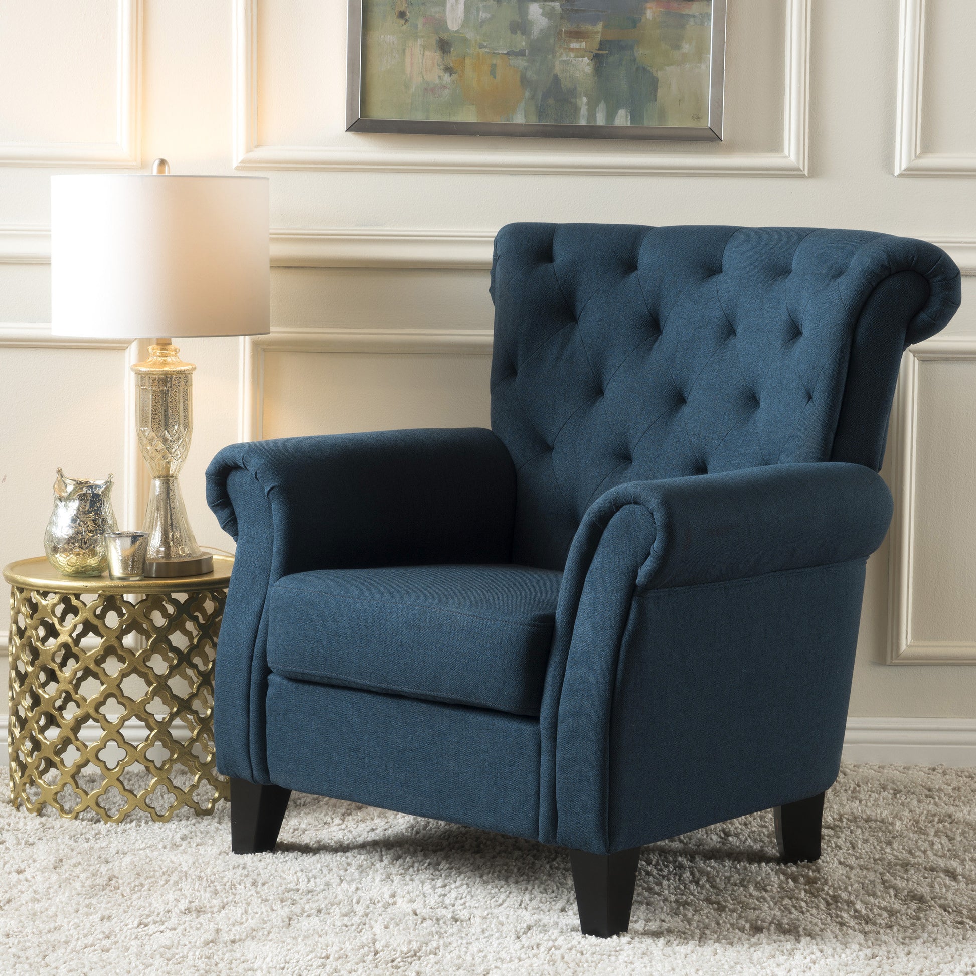 Springfield Tufted Chair Navy Blue Fabric