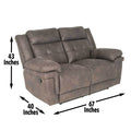 Anastasia Recliner Loveseat Gray Gray Fabric 2 Seat