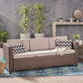 Puerta 3Seater Grey Brown Pe Rattan Iron