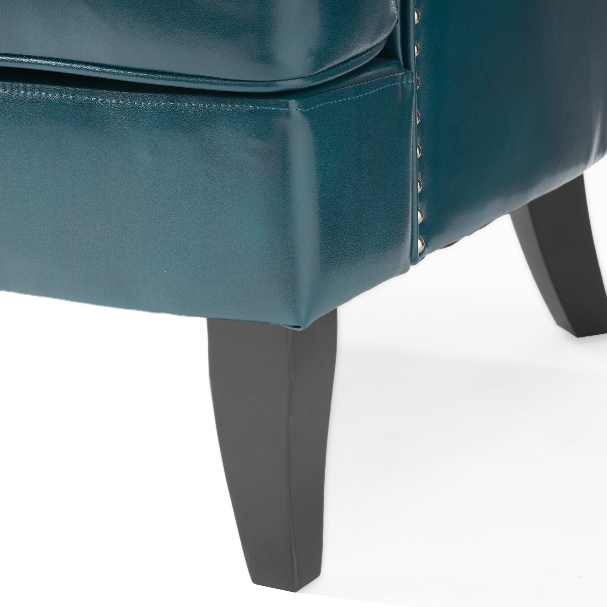 Canterbury Hi Back Wing Chair Teal Leather