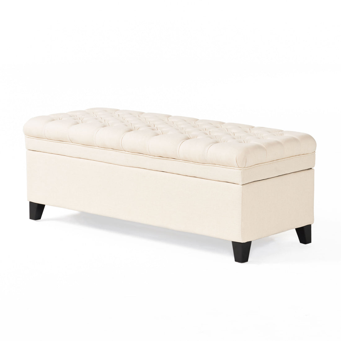 Juliana Storage Ottoman Beige Fabric