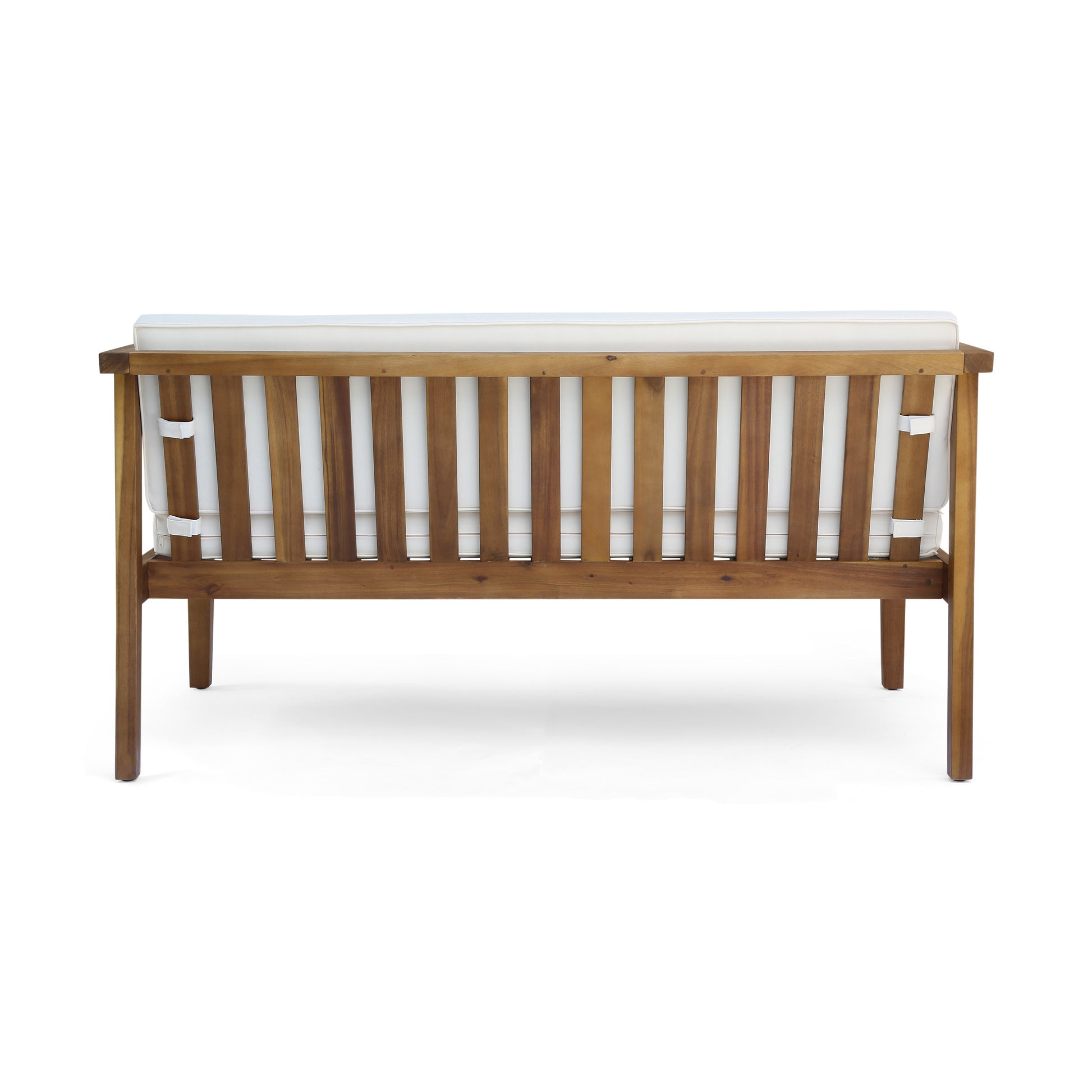 Outdoor 4 Seater Acacia Wood Chat Set With Coffee Table With Cushions, Teak And Beige Beige Acacia Wood