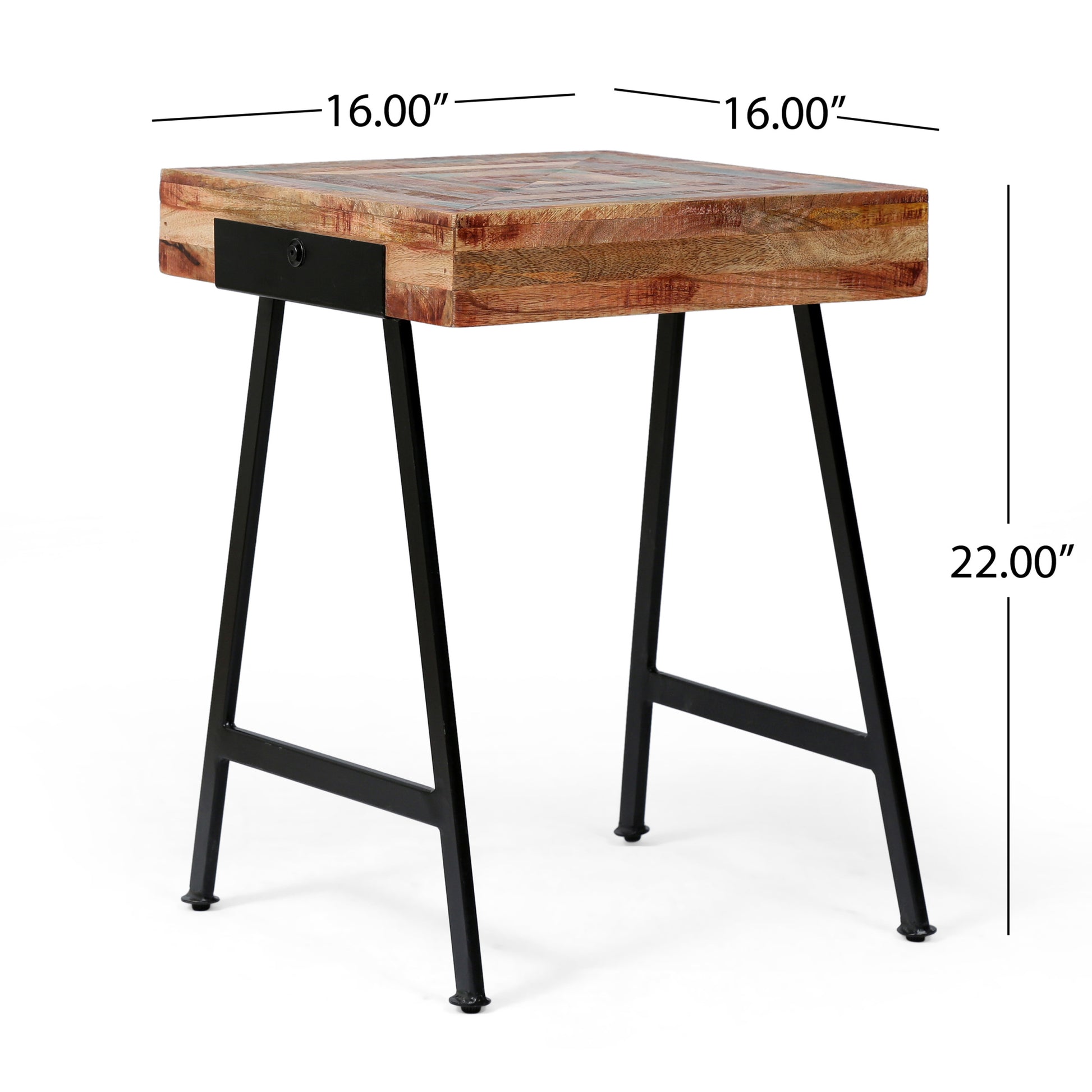 Wood & Iron End Table Natural Wood Metal