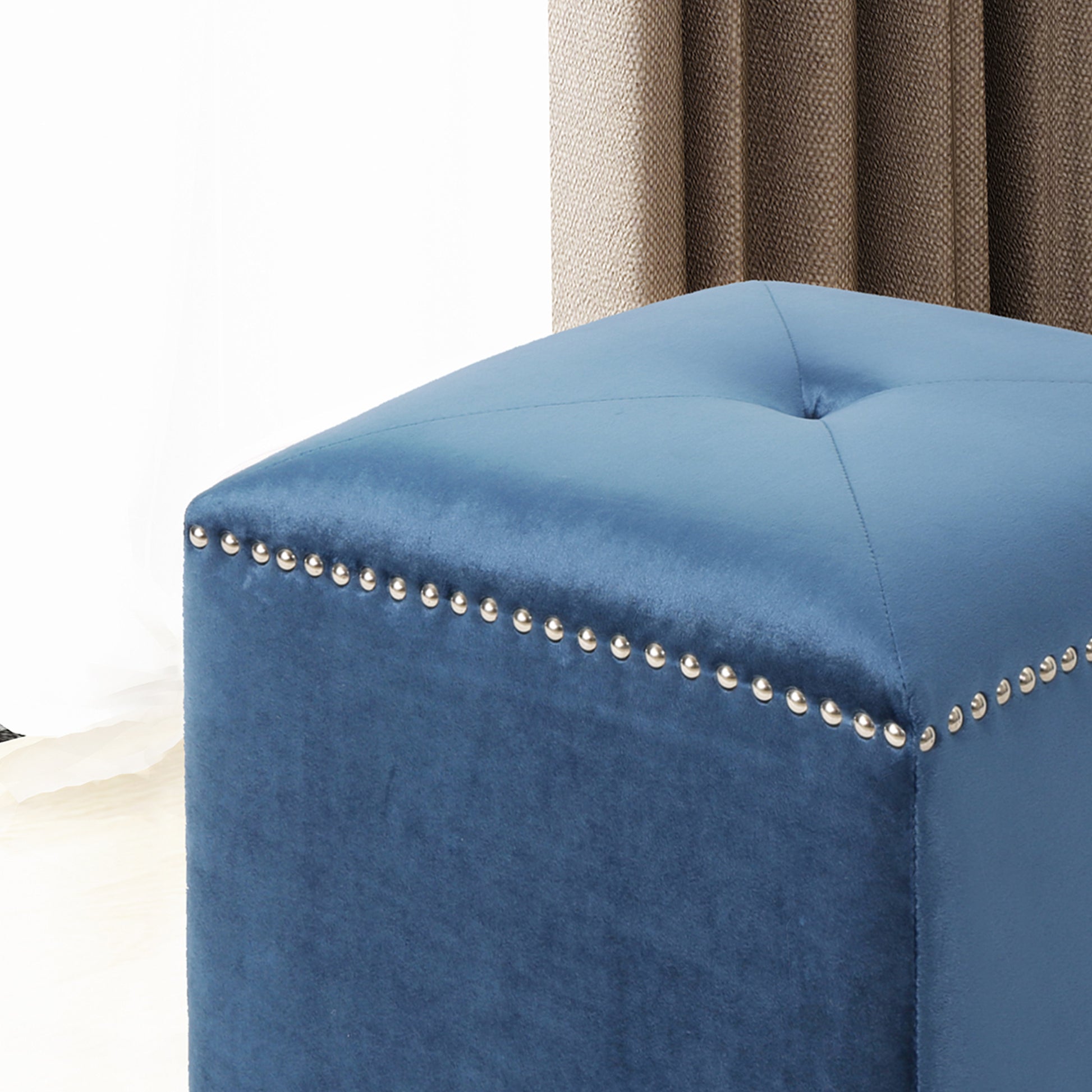 Ottoman Dark Blue Velvet