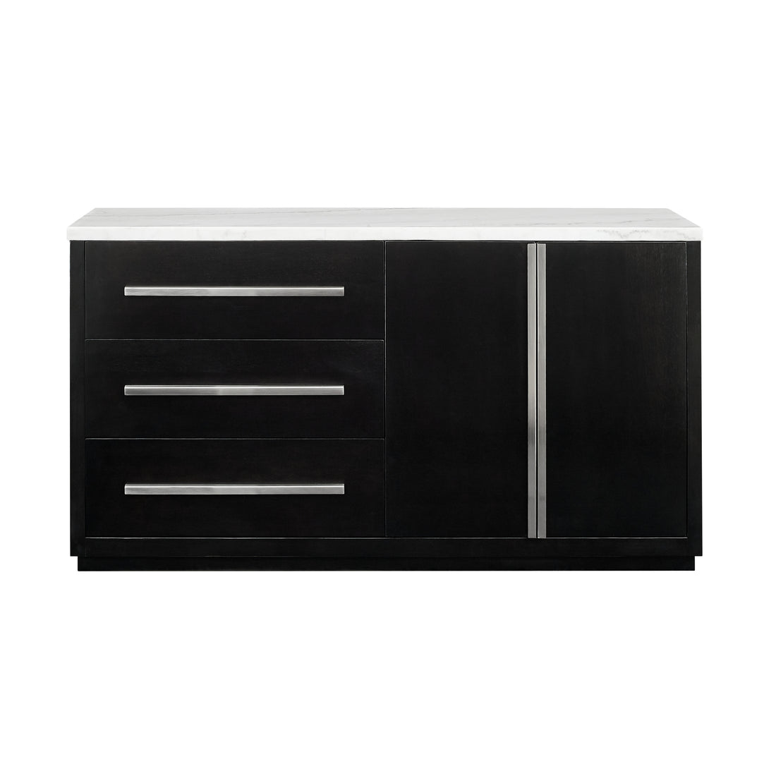 Camila White Marble Top Server Black Black Marble