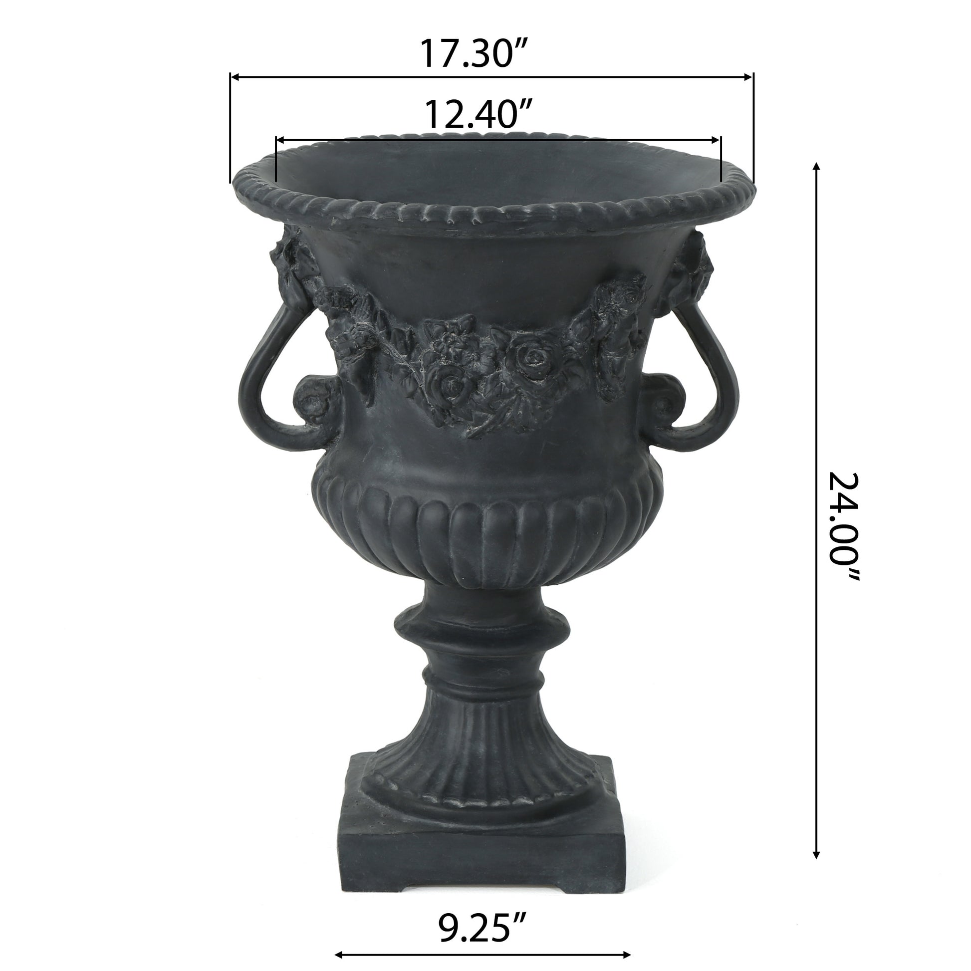 Buena Vista Urn Antique Black Magnesium Oxide