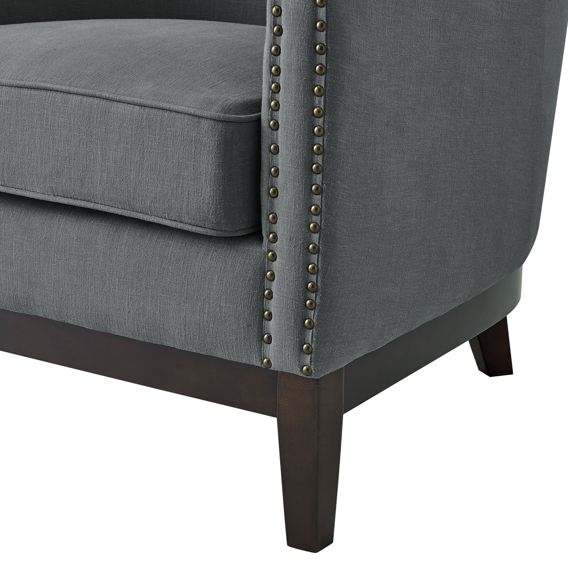 Roswell Linen Wingback Chair Dark Gray Dark Gray Faux Leather