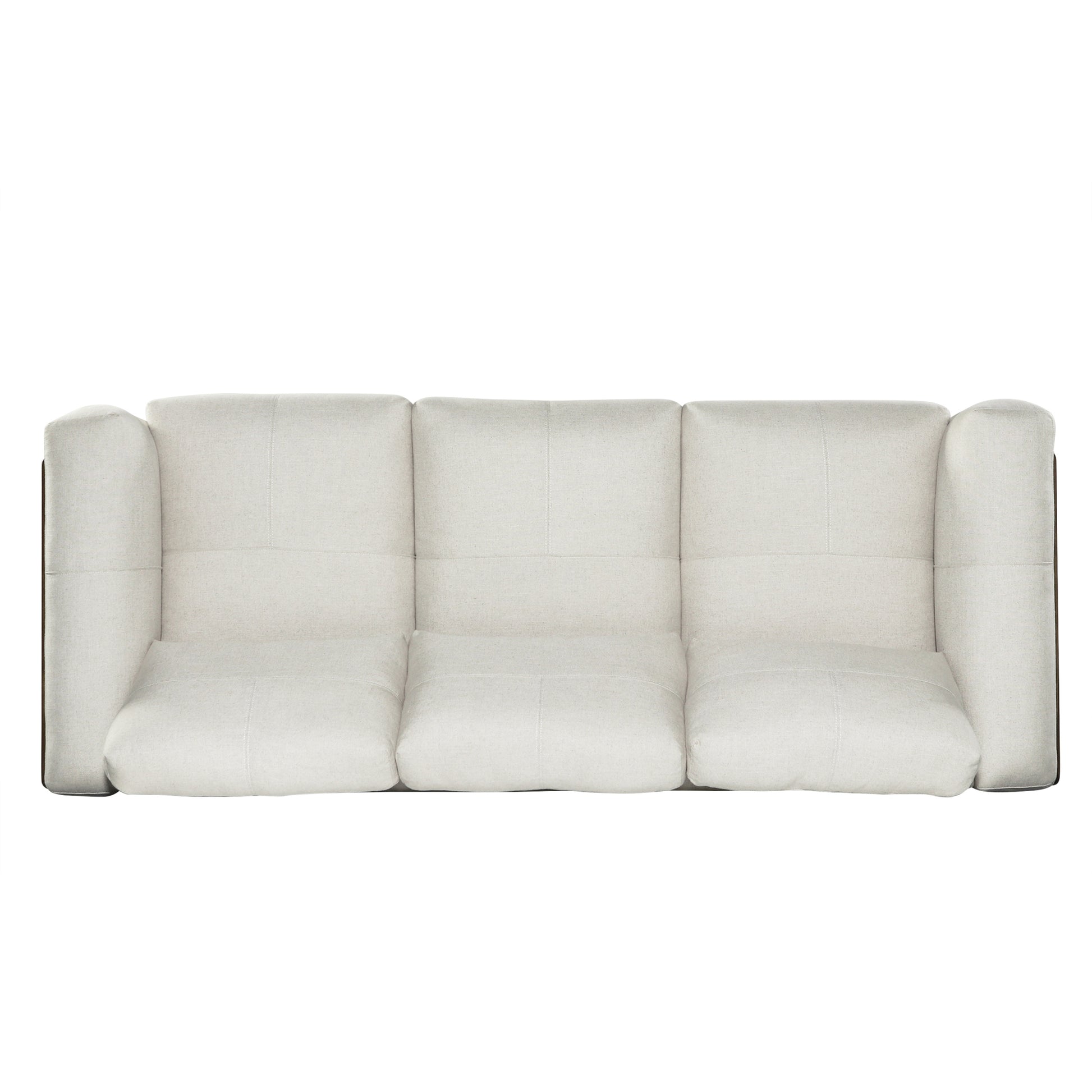 3 Seater Sofa Beige Wood 3 Seat