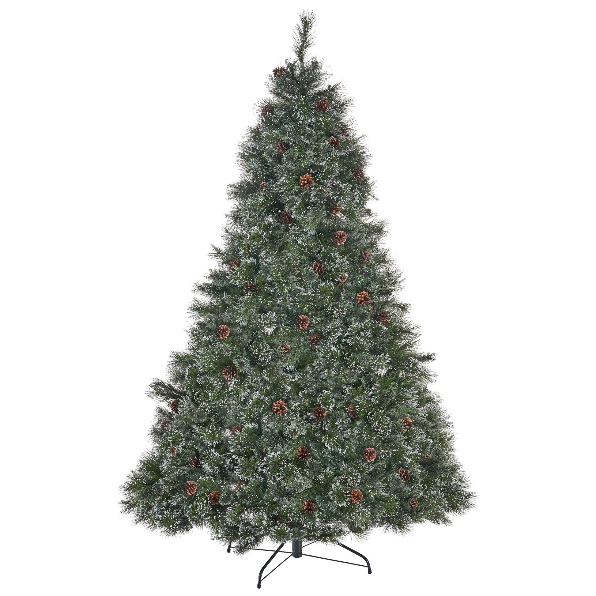 9' Cashmere And Snow Bristle Mixed Tree With 105 Pine Cones And 1200Clear Lights Ul,2317Tips,Dia:69 Green Pvc