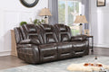 Oportuna Dual Power Sofa With Drop Down Table Dark Brown Dark Brown Wood 3 Seat