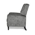 Oversized Textured Fabric Pushback Recliner, Gray And Dark Brown Grey Fabric