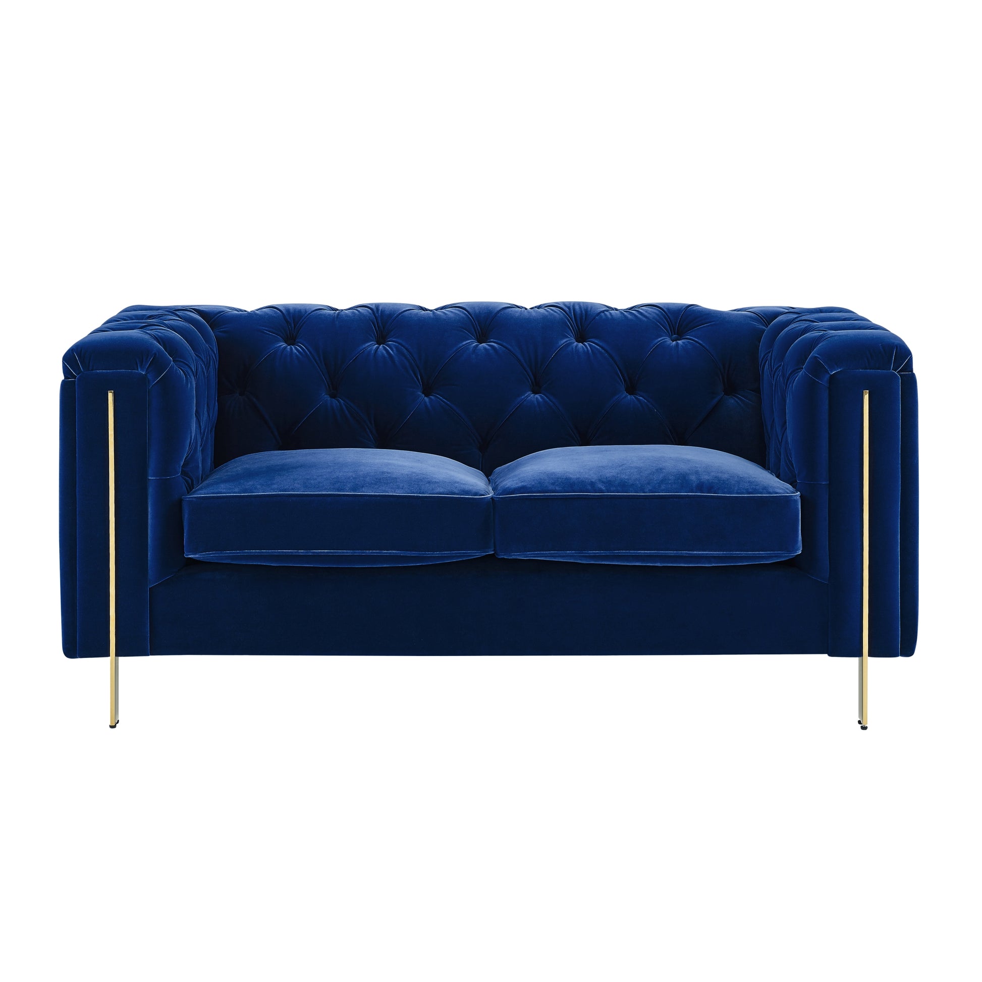 Charlene Velvet Loveseat Blue Blue Fabric