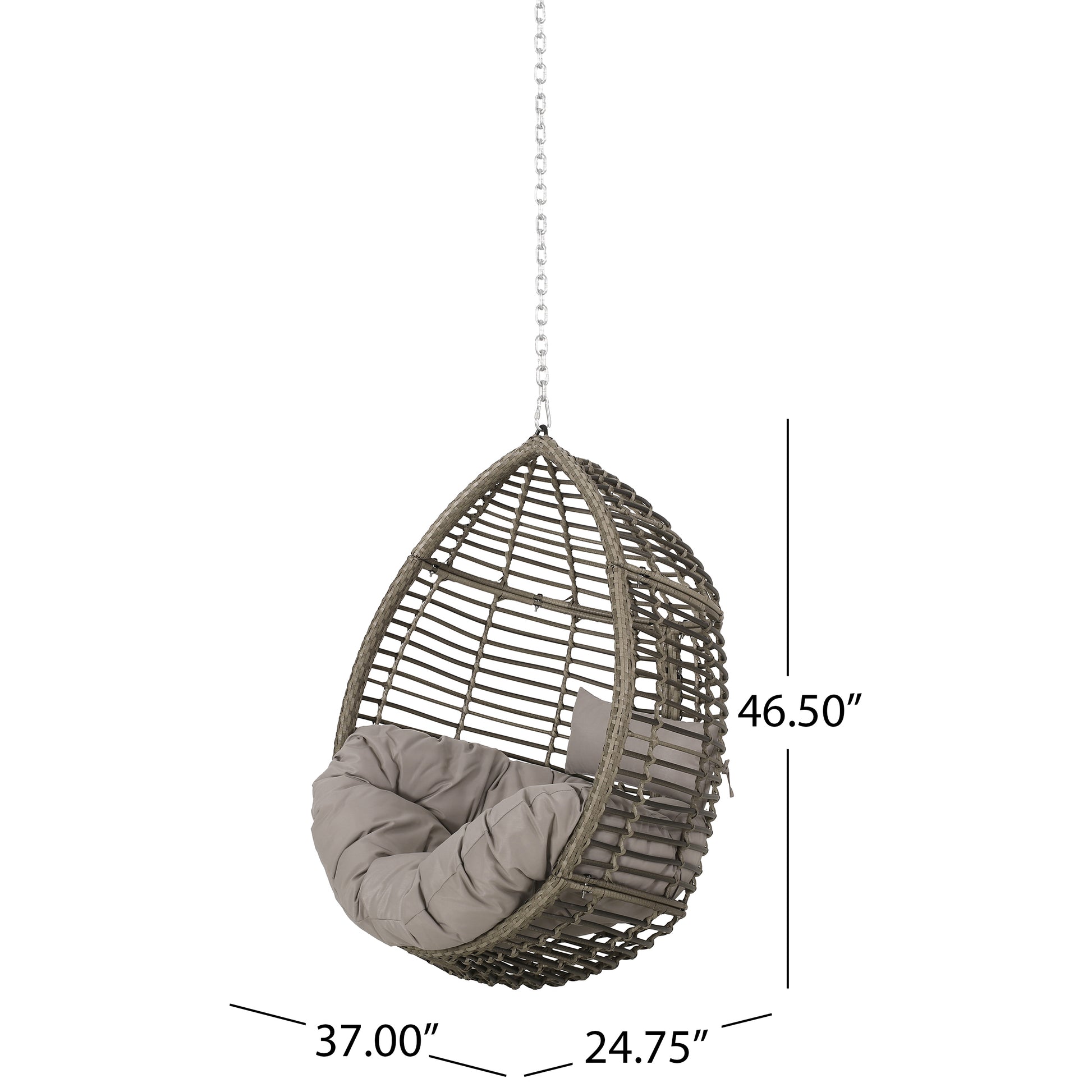 Morris Hanging Chair With 8Ft Chain Grey Polyethylene