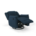 Glider Recliner With Swivel Navy Blue Fabric