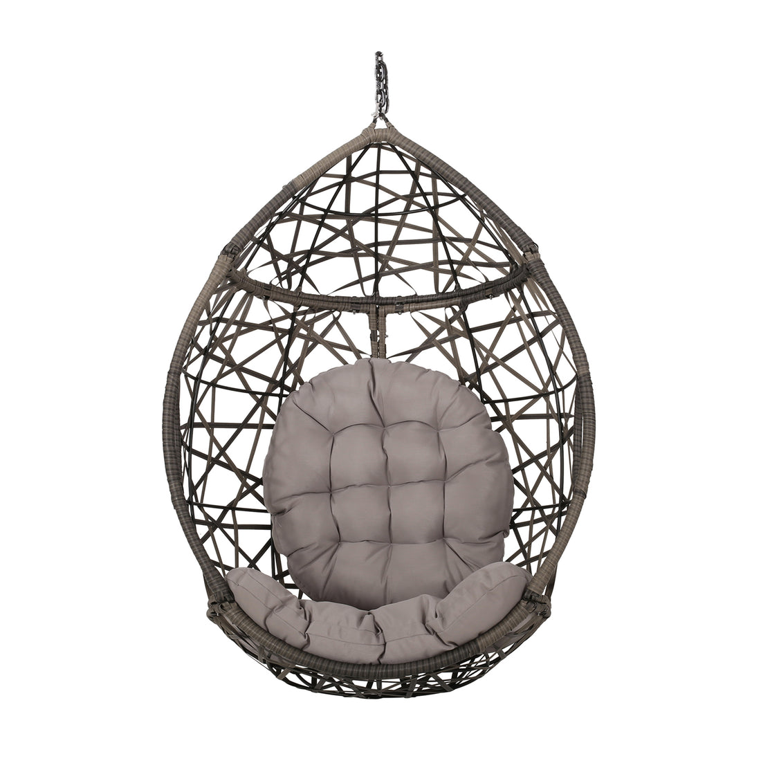 Marlin Hanging Egg Chair Basket Grey Pe Rattan Iron Waterproof Fabric