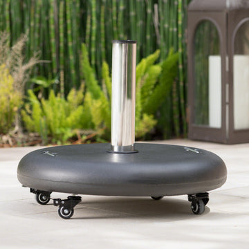 Wheelie Umbrella Base Round Black Concrete