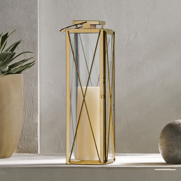 Deborah 22"H Stainless Steel Lantern Gold Stainless Steel