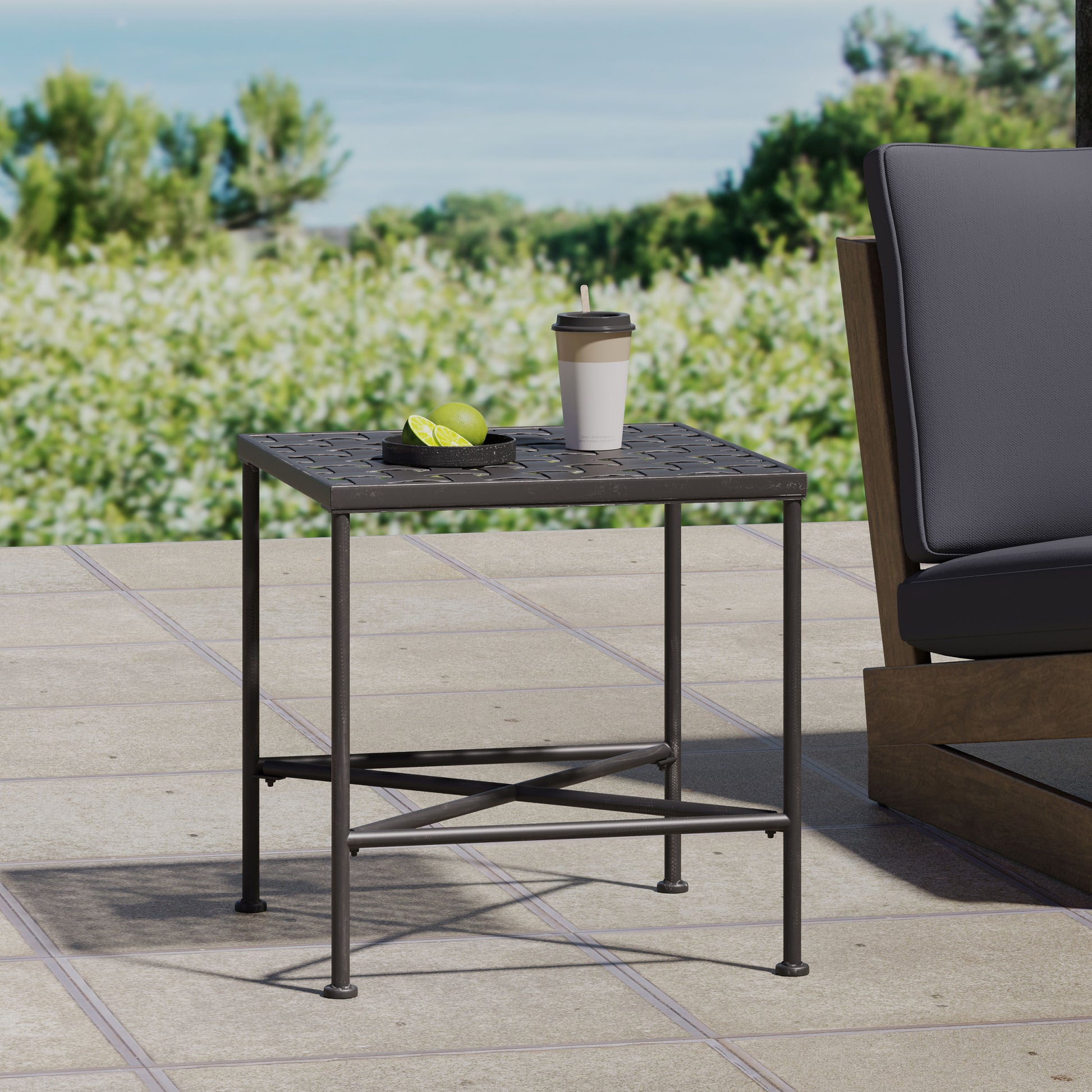 Luna End Table Black Iron