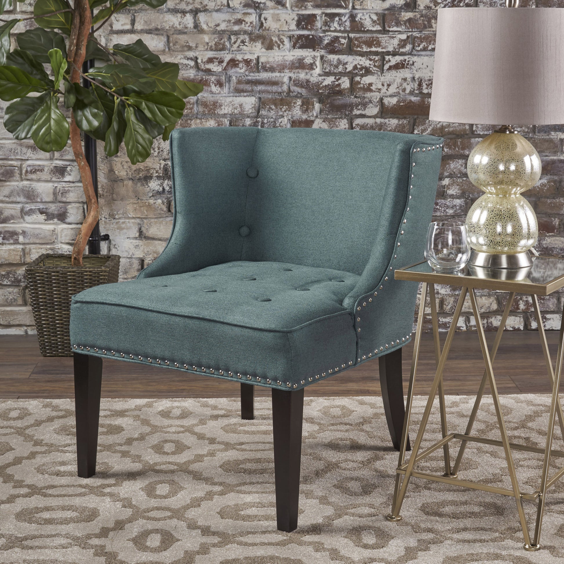 Fabric Occaisional Chair, Dark Teal Teal Fabric