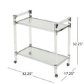 Bar Cart Clear Tempered Glass