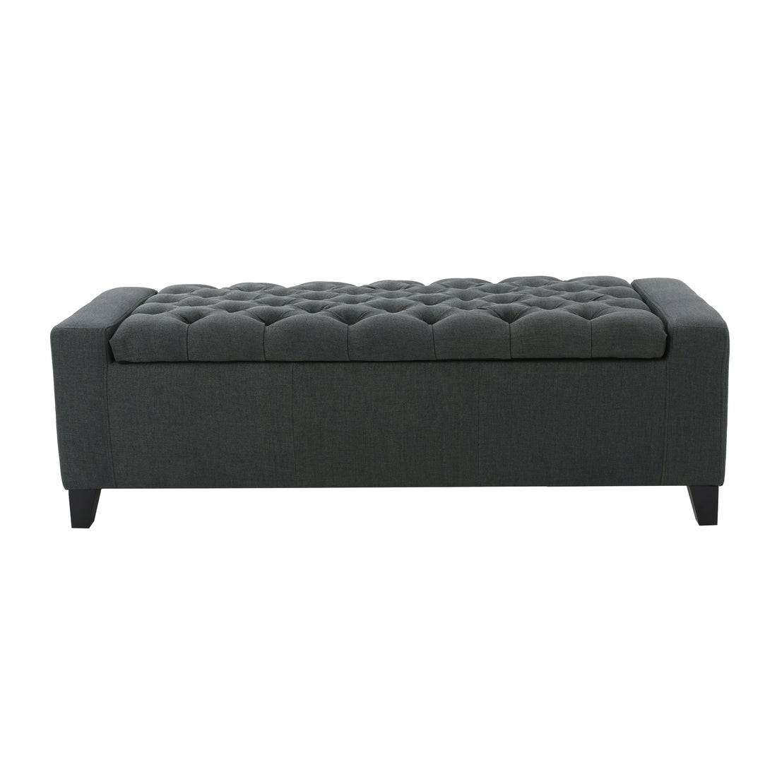 Storage Ottoman Dark Gray Fabric