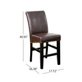 Upholstered Counter Stool With Solid Wood Frame Set Of 2 Brown Set Of 2 Leather