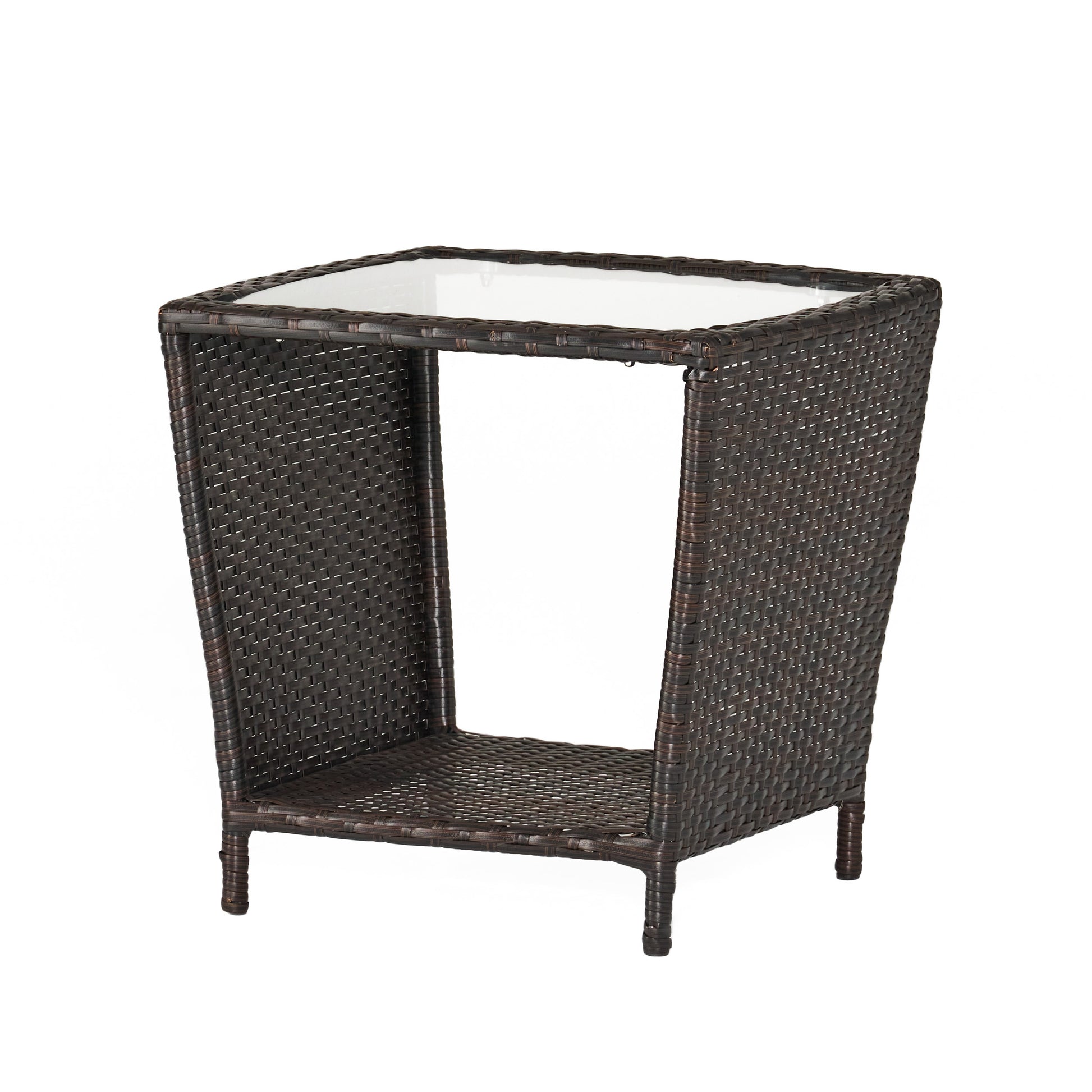 Trenton Side Table As Original W Glass Top Brown Rattan Glass